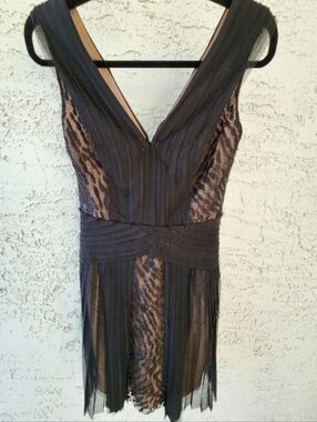 BCBGMAXAZRIA BLACK TULLE AEGLE COCKTAIL DRESS